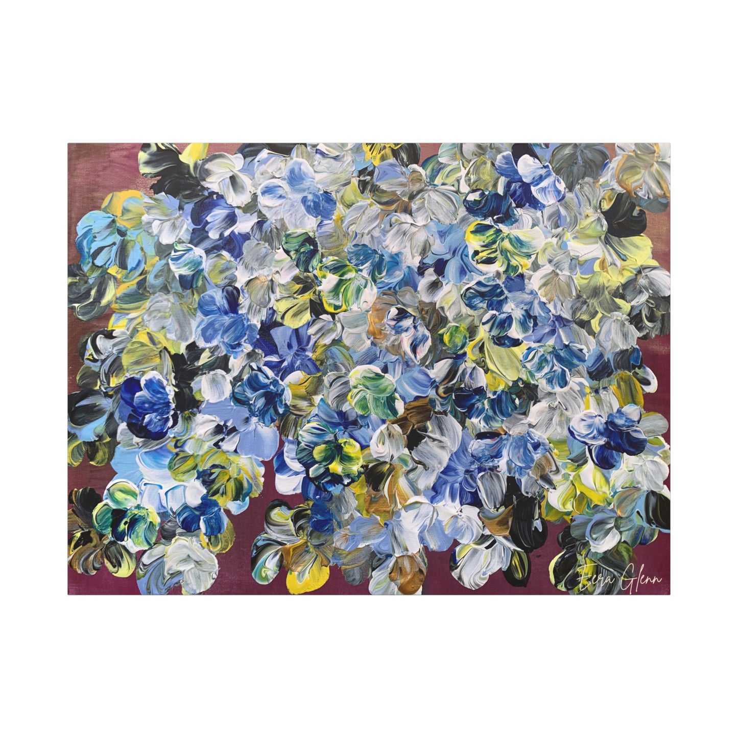 "Summer Bloom" Finger Painting - Floral Art Print Matte Canvas, Stretched, 1.25"