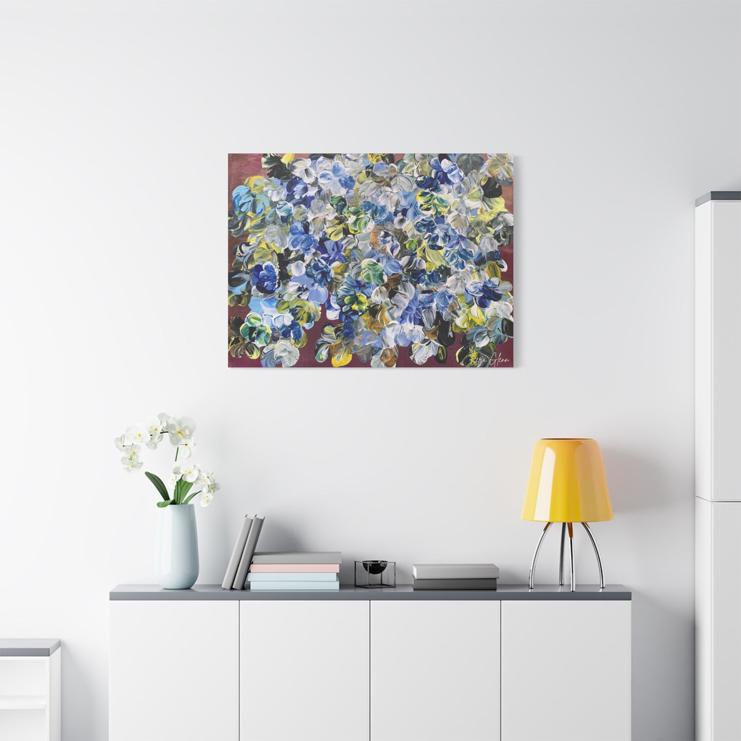 "Summer Bloom" Finger Painting - Floral Art Print Matte Canvas, Stretched, 1.25"
