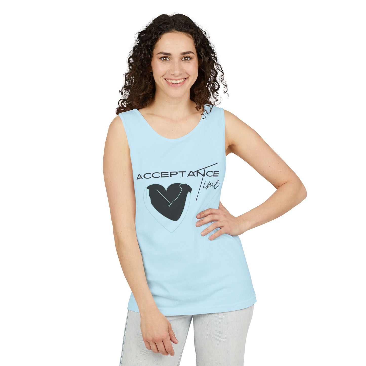 Acceptance Time | Tank Top | Unisex Summer Shirt, Casual Wear, Fitness Gear, Gift for Her, Relaxation Apparel