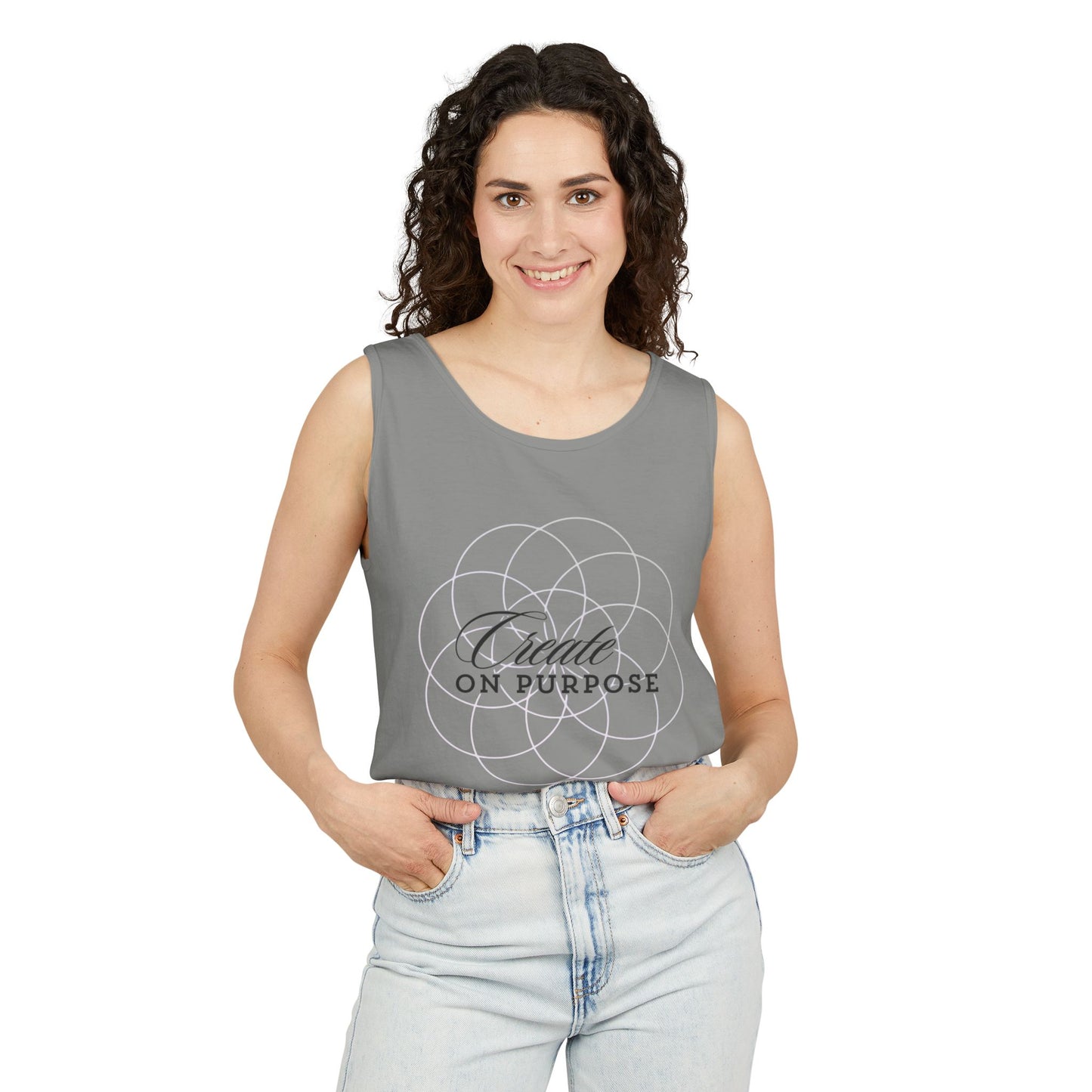 Create on Purpose | Tank Top | Unisex Summer Shirt, Casual Wear, Fitness Gear, Gift for Her, Relaxation Apparel