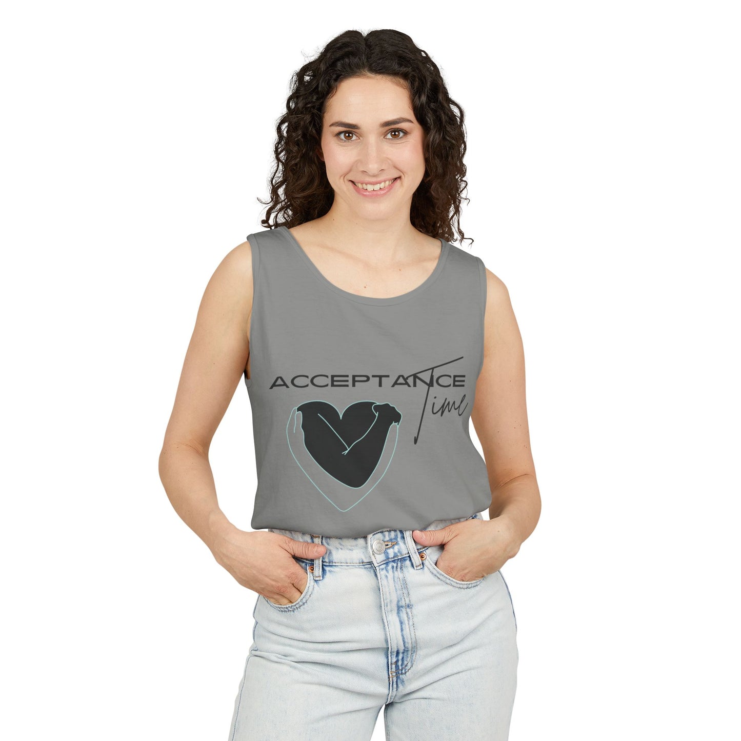 Acceptance Time | Tank Top | Unisex Summer Shirt, Casual Wear, Fitness Gear, Gift for Her, Relaxation Apparel