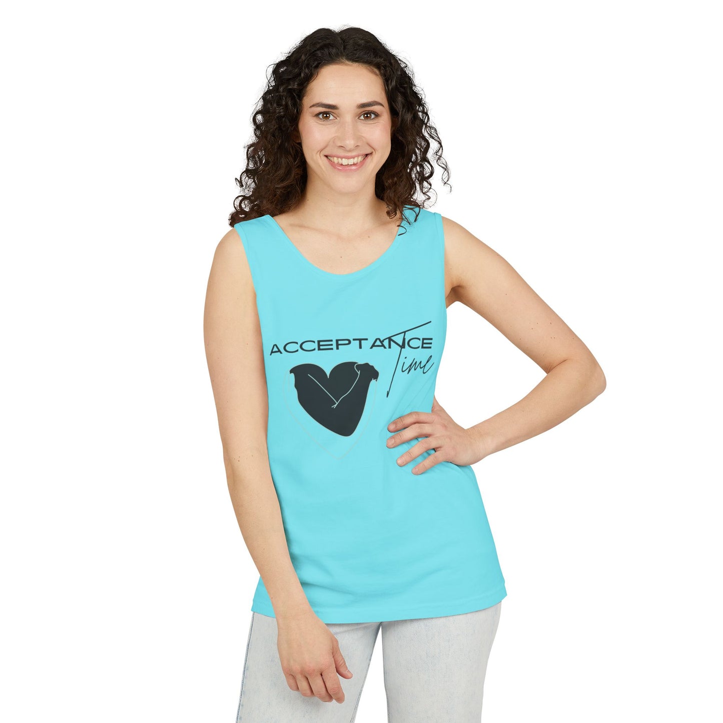 Acceptance Time | Tank Top | Unisex Summer Shirt, Casual Wear, Fitness Gear, Gift for Her, Relaxation Apparel