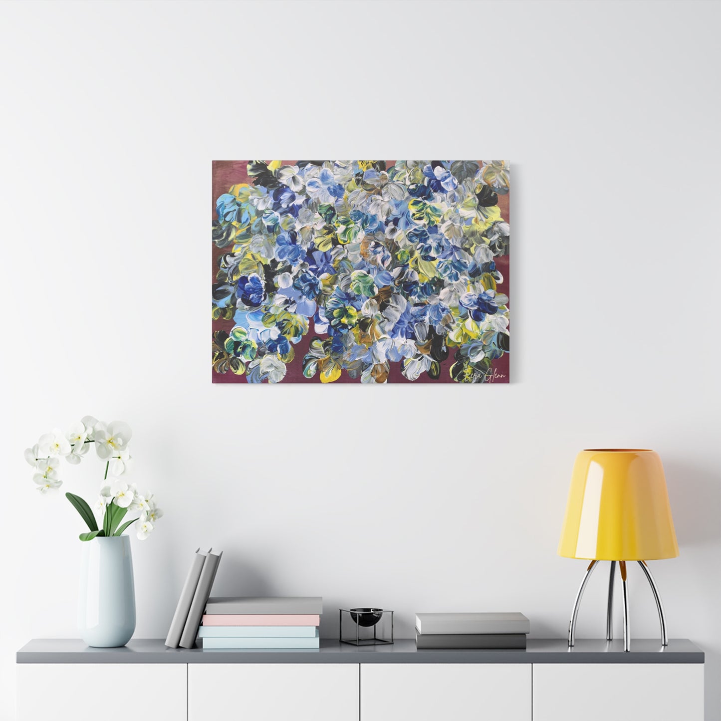 "Summer Bloom" Finger Painting - Floral Art Print Matte Canvas, Stretched, 1.25"