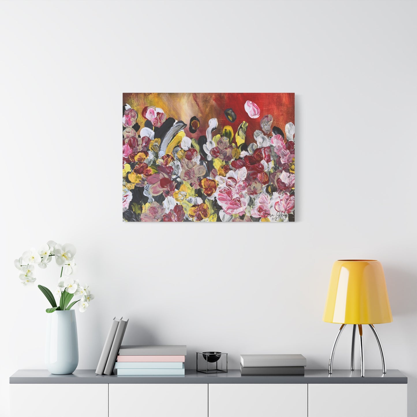 "Blossoming" Finger Painting - Floral Art Print Matte Canvas, Stretched, 1.25"