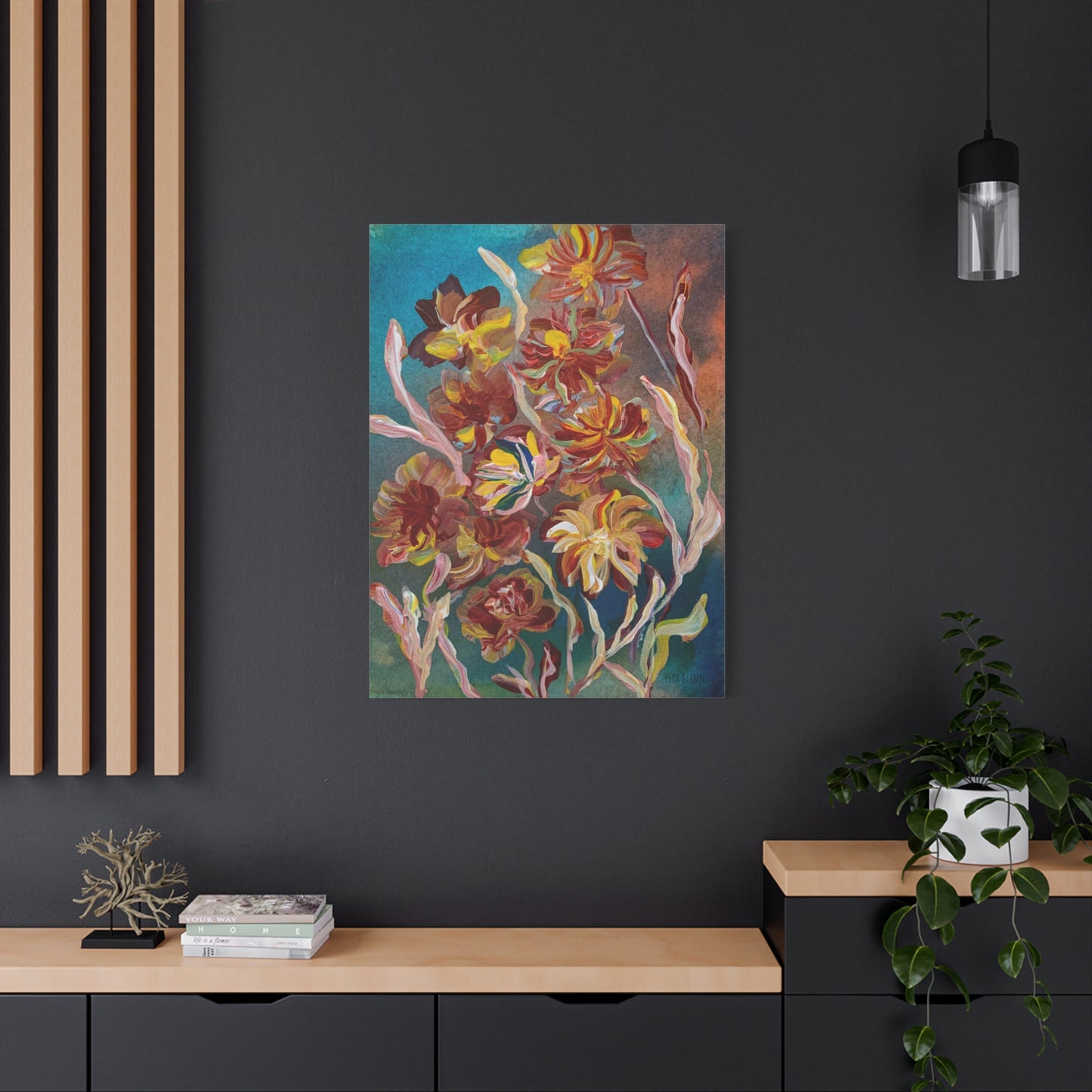 "In The Dusk" Floral Art Print Matte Canvas, Stretched, 1.25"