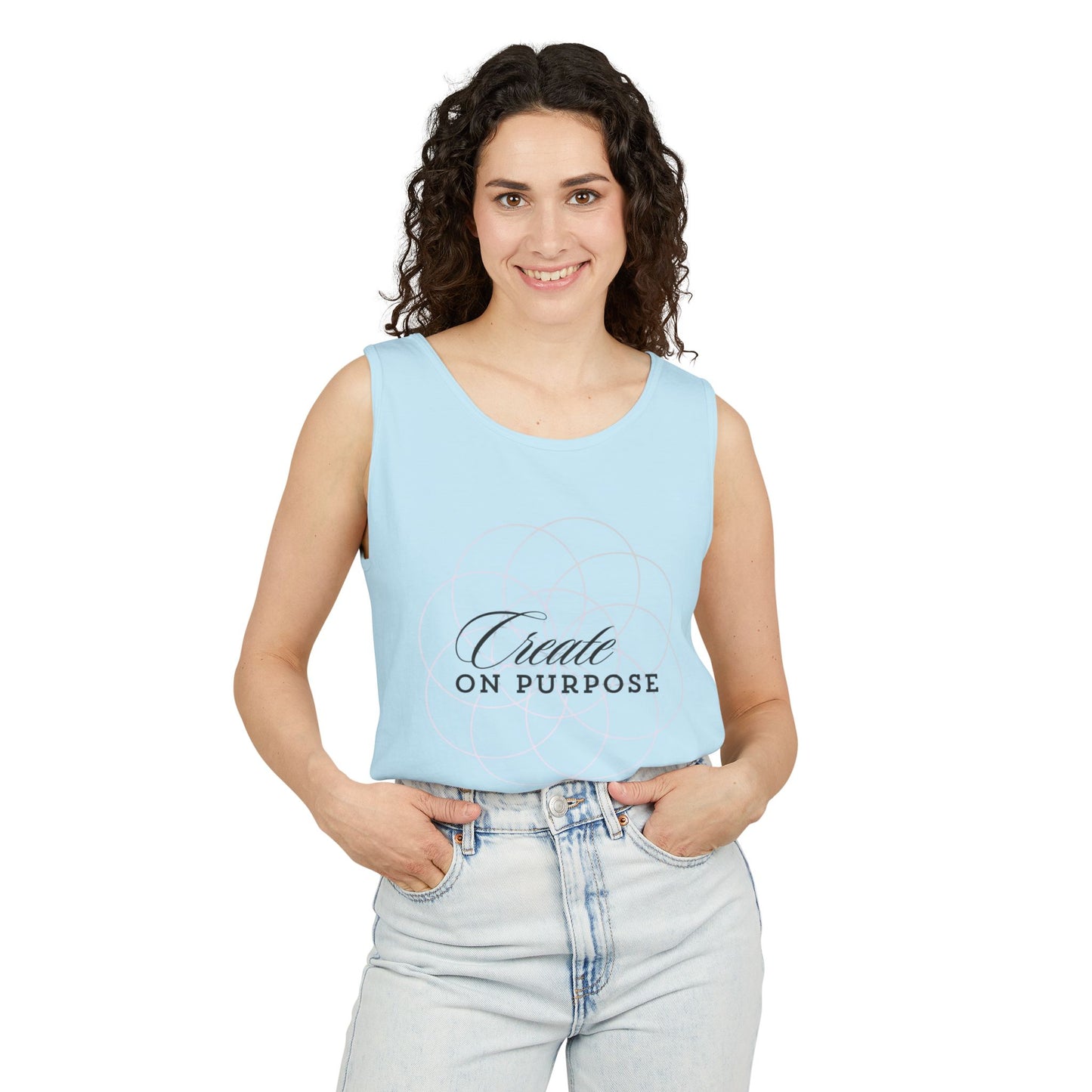 Create on Purpose | Tank Top | Unisex Summer Shirt, Casual Wear, Fitness Gear, Gift for Her, Relaxation Apparel