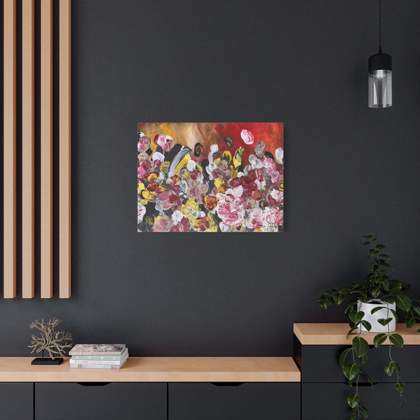 "Blossoming" Finger Painting - Floral Art Print Matte Canvas, Stretched, 1.25"