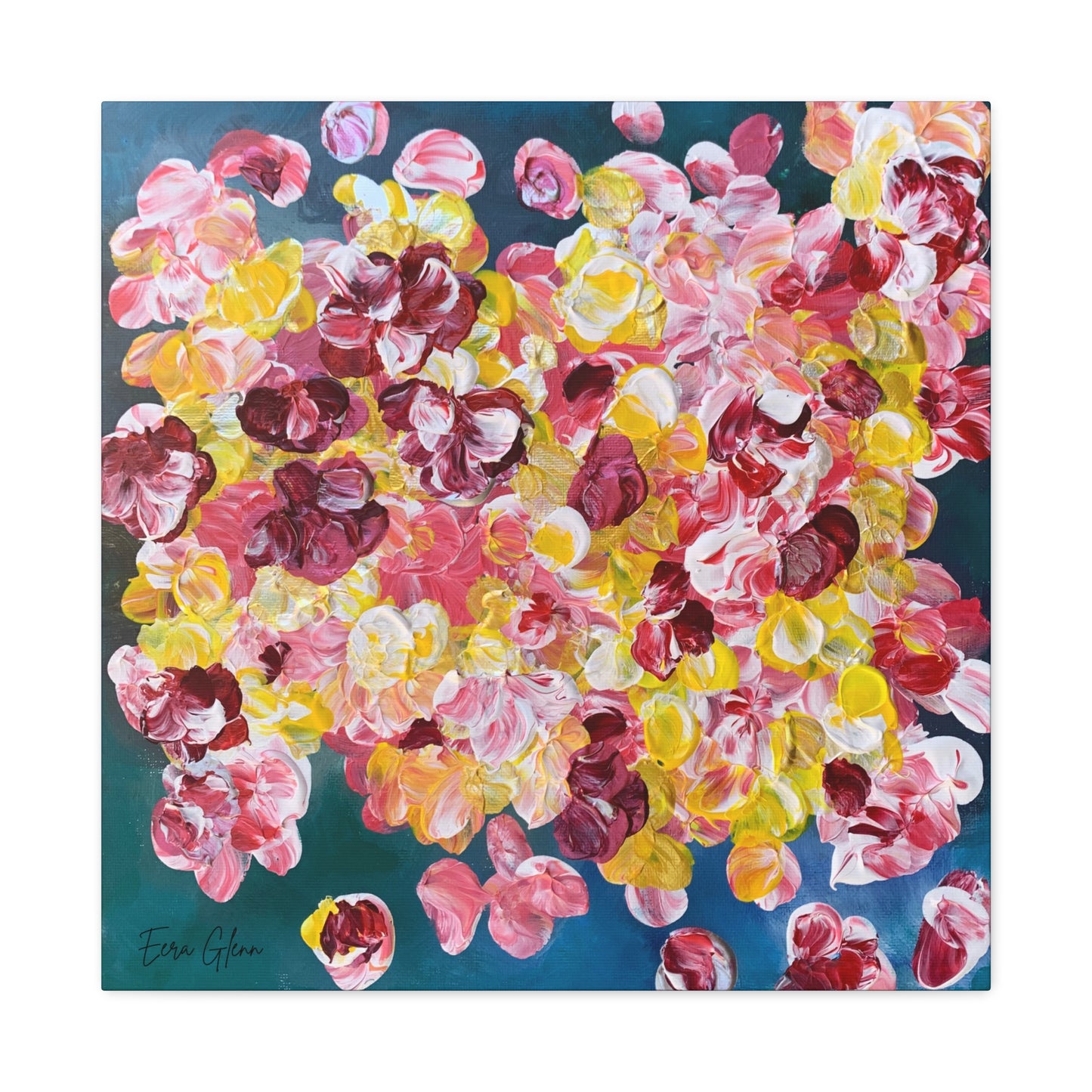 "Petals in the Water" Finger Painting - Floral Art Print Matte Canvas, Stretched, 1.25"