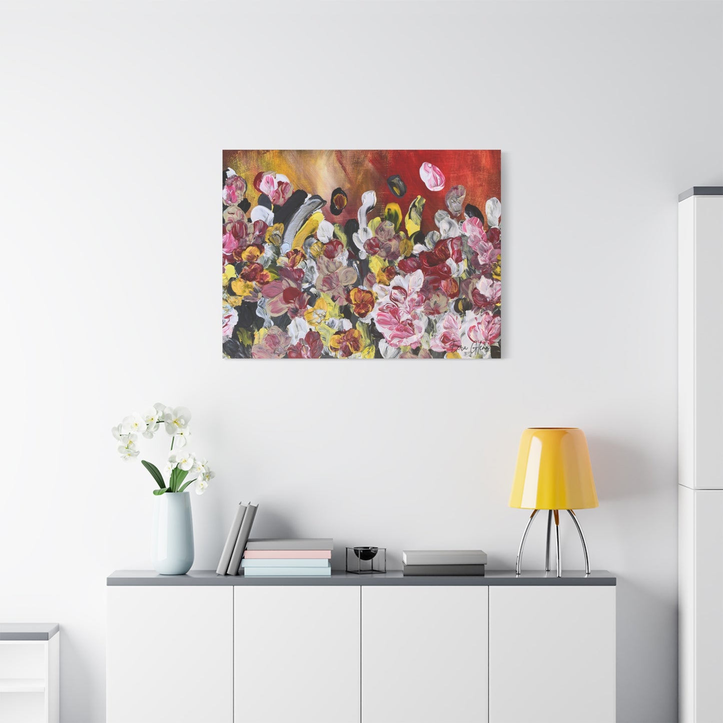 "Blossoming" Finger Painting - Floral Art Print Matte Canvas, Stretched, 1.25"