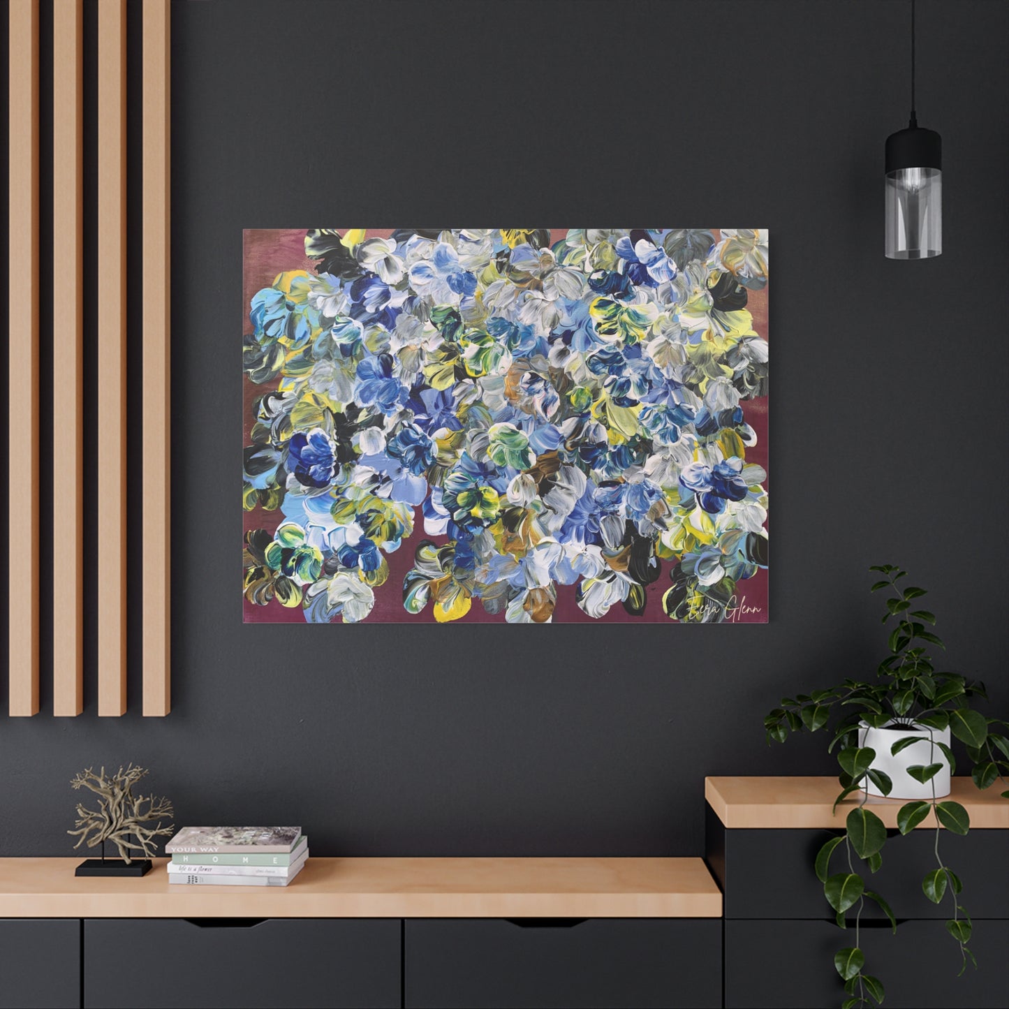 "Summer Bloom" Finger Painting - Floral Art Print Matte Canvas, Stretched, 1.25"