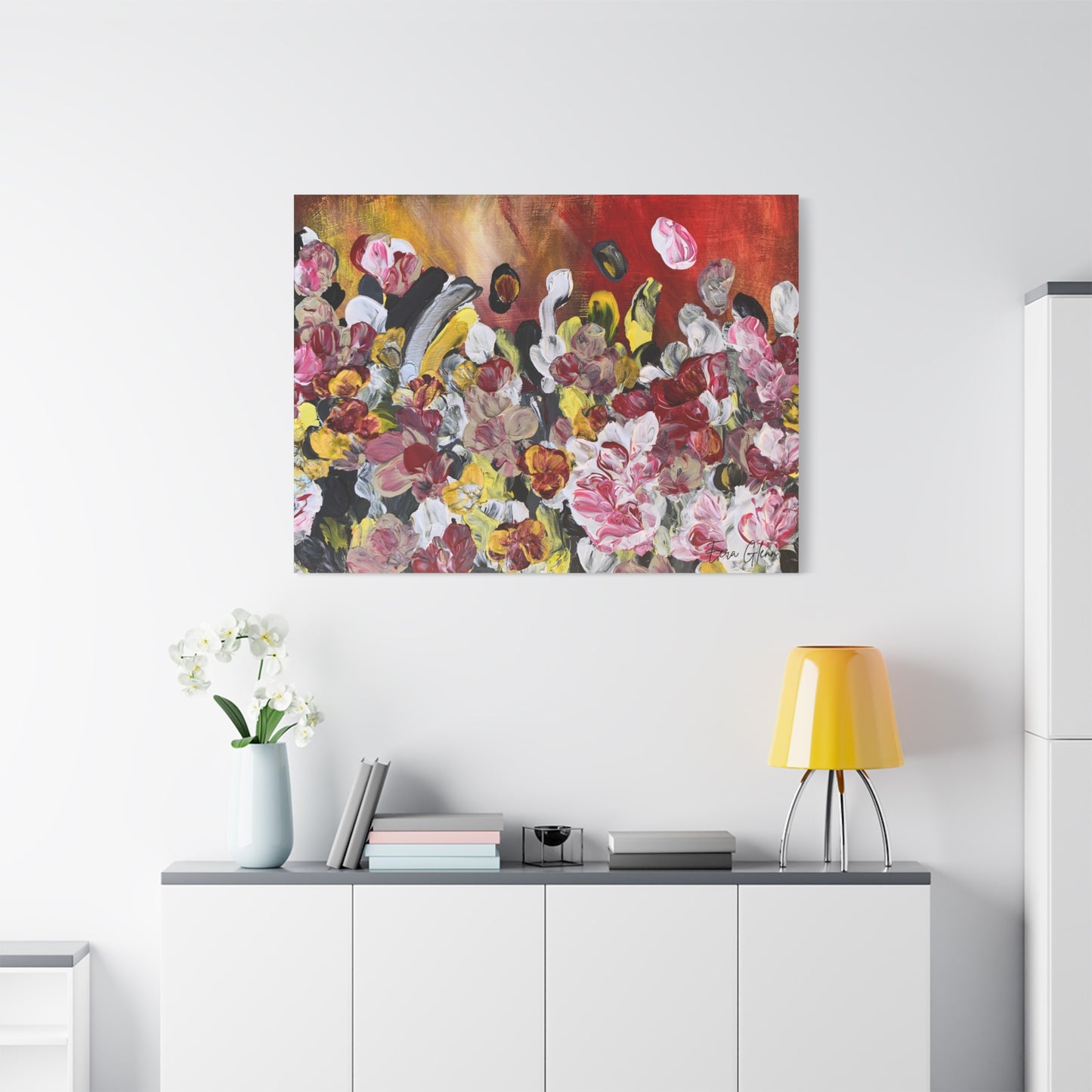 "Blossoming" Finger Painting - Floral Art Print Matte Canvas, Stretched, 1.25"