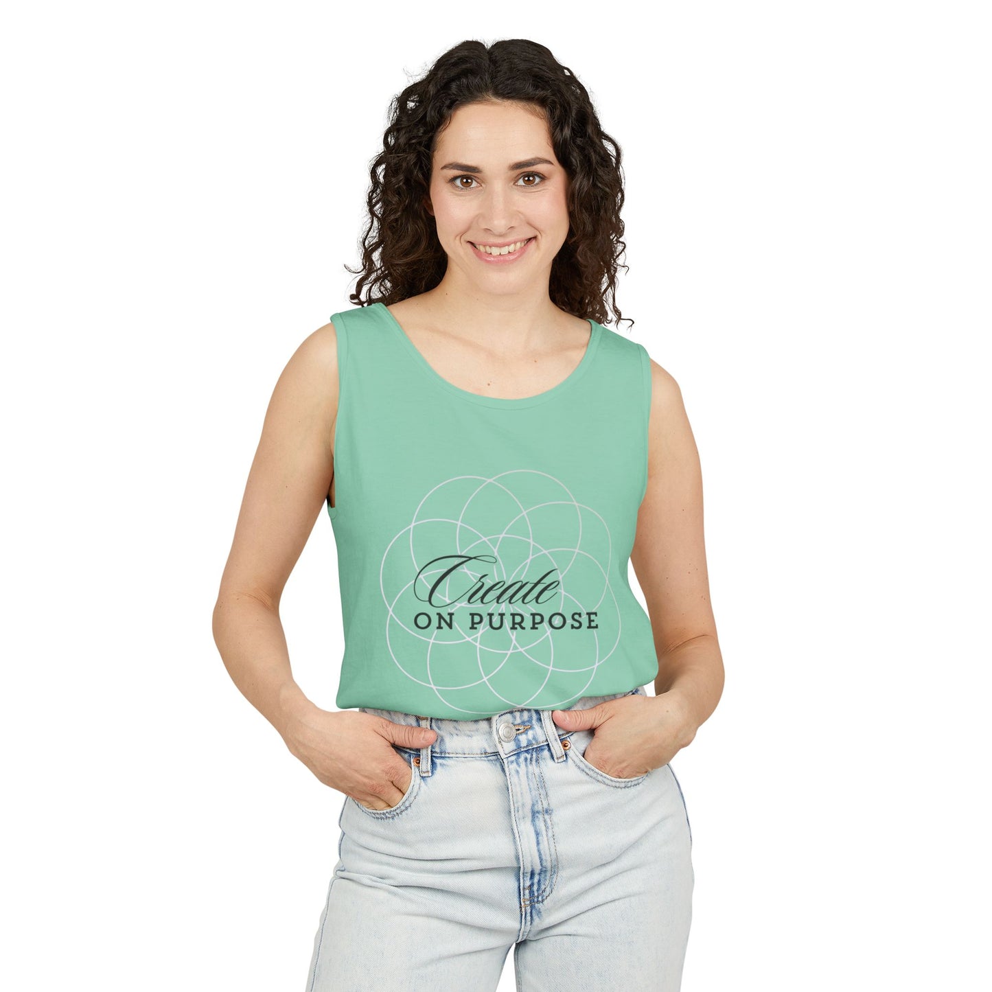 Create on Purpose  | Tank Top |  Unisex Summer Shirt, Casual Wear, Fitness Gear, Gift for Her, Relaxation Apparel