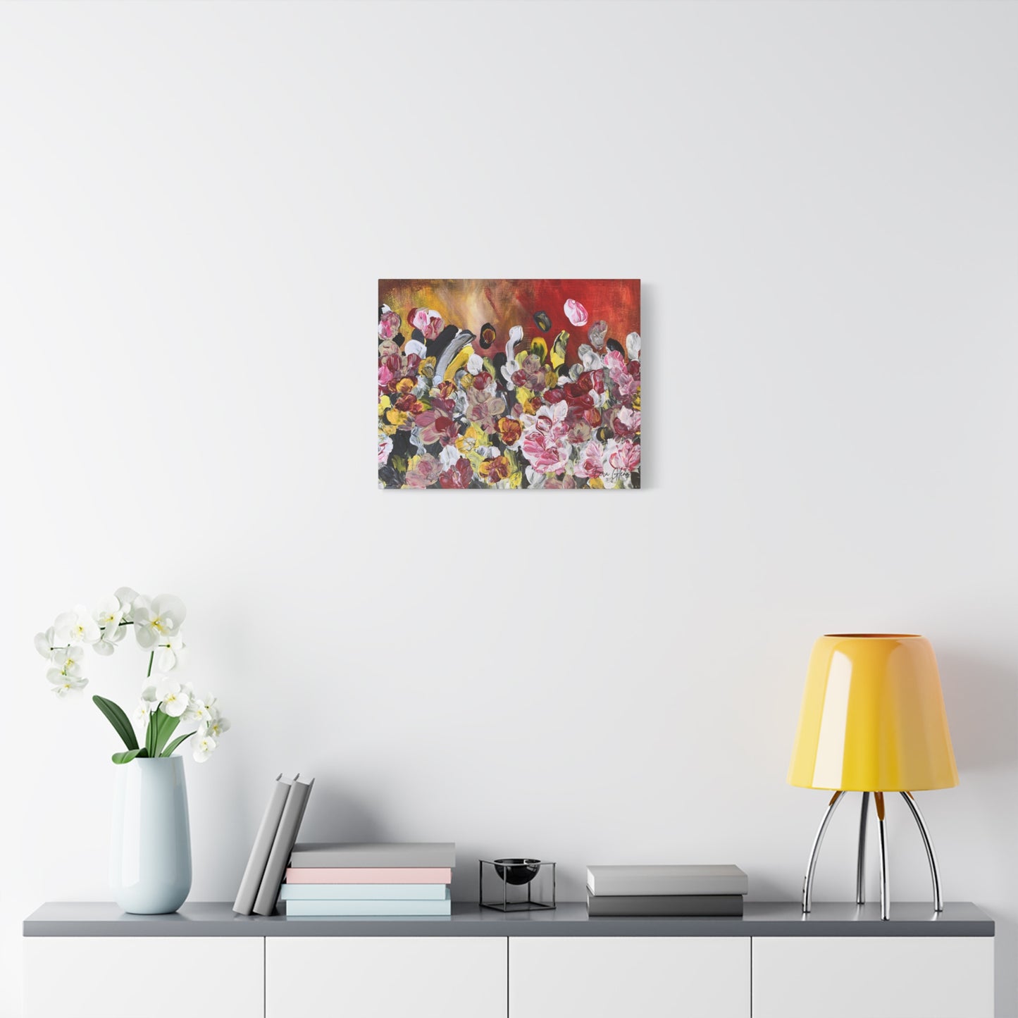 "Blossoming" Finger Painting - Floral Art Print Matte Canvas, Stretched, 1.25"