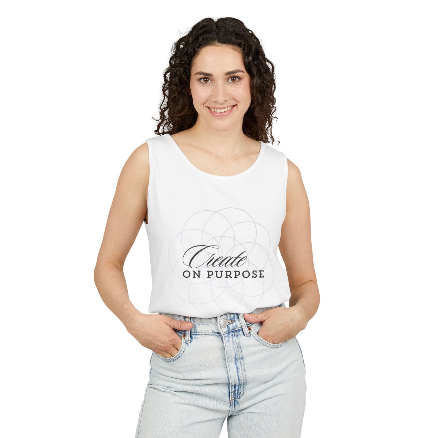 Create on Purpose  | Tank Top |  Unisex Summer Shirt, Casual Wear, Fitness Gear, Gift for Her, Relaxation Apparel
