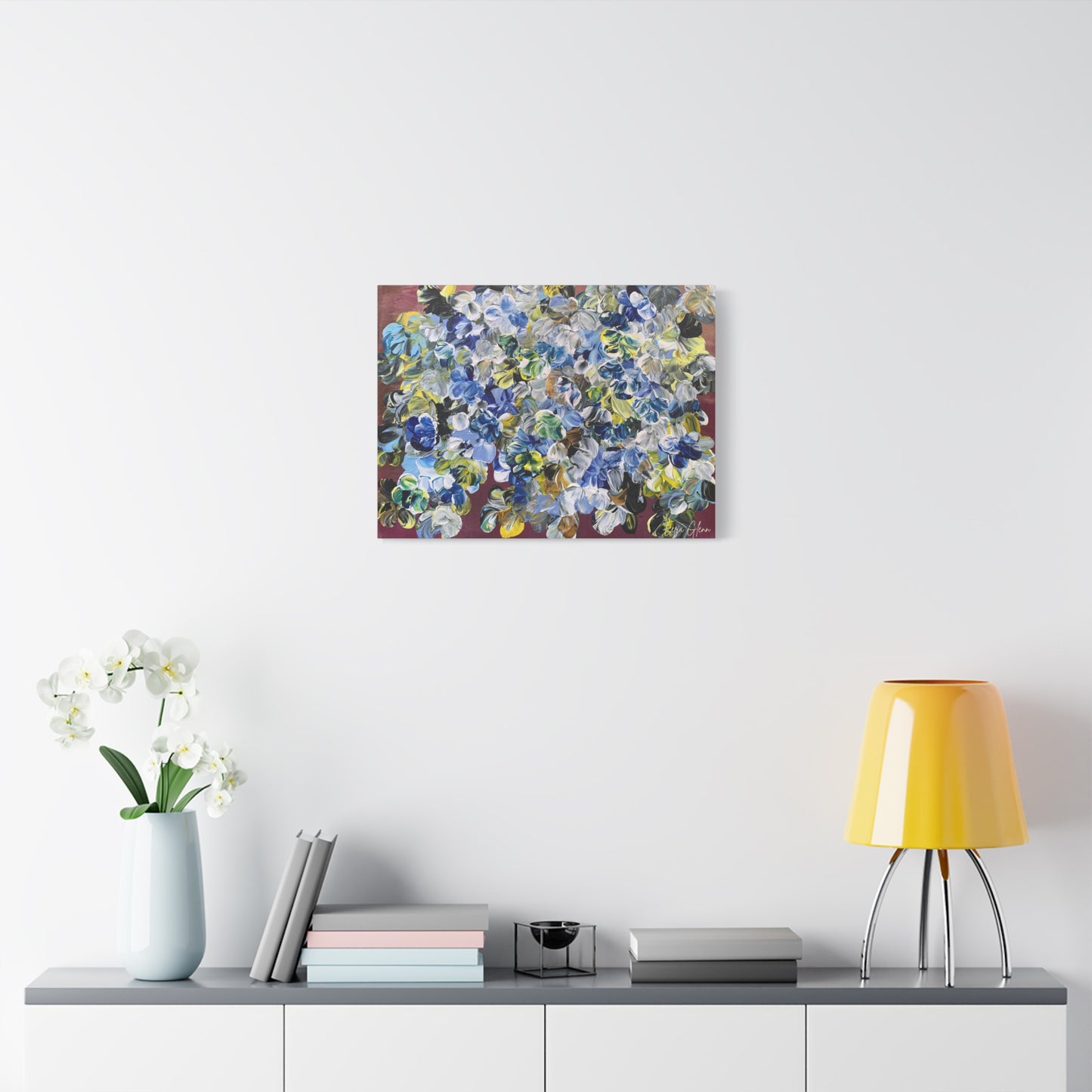 "Summer Bloom" Finger Painting - Floral Art Print Matte Canvas, Stretched, 1.25"