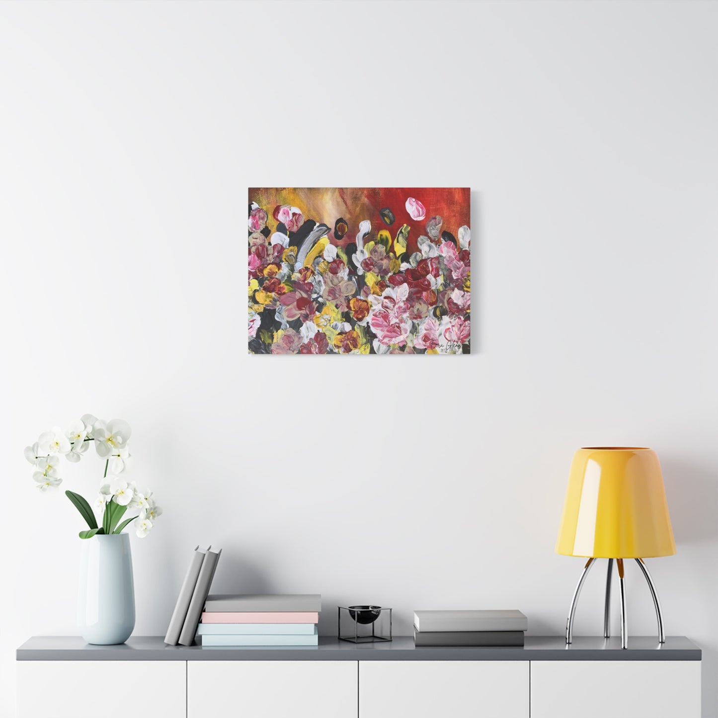 "Blossoming" Finger Painting - Floral Art Print Matte Canvas, Stretched, 1.25"