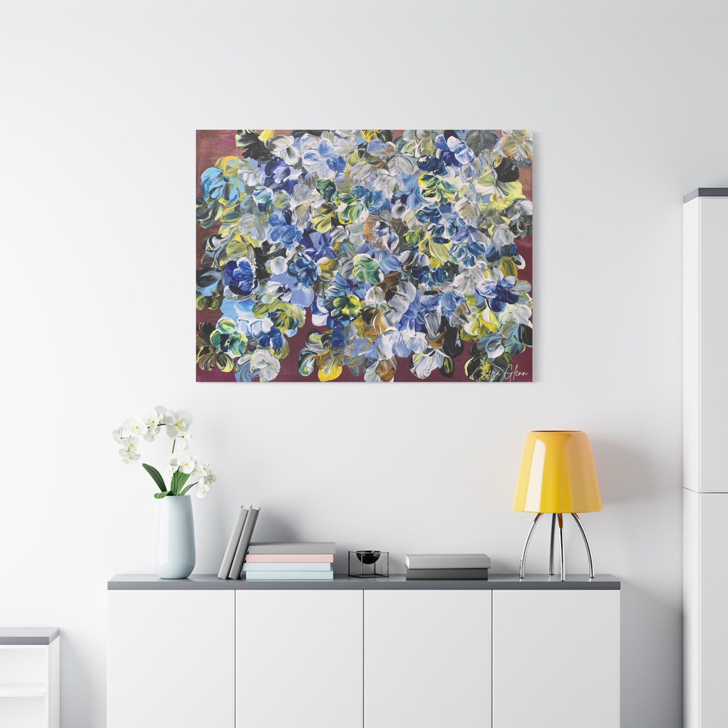 "Summer Bloom" Finger Painting - Floral Art Print Matte Canvas, Stretched, 1.25"