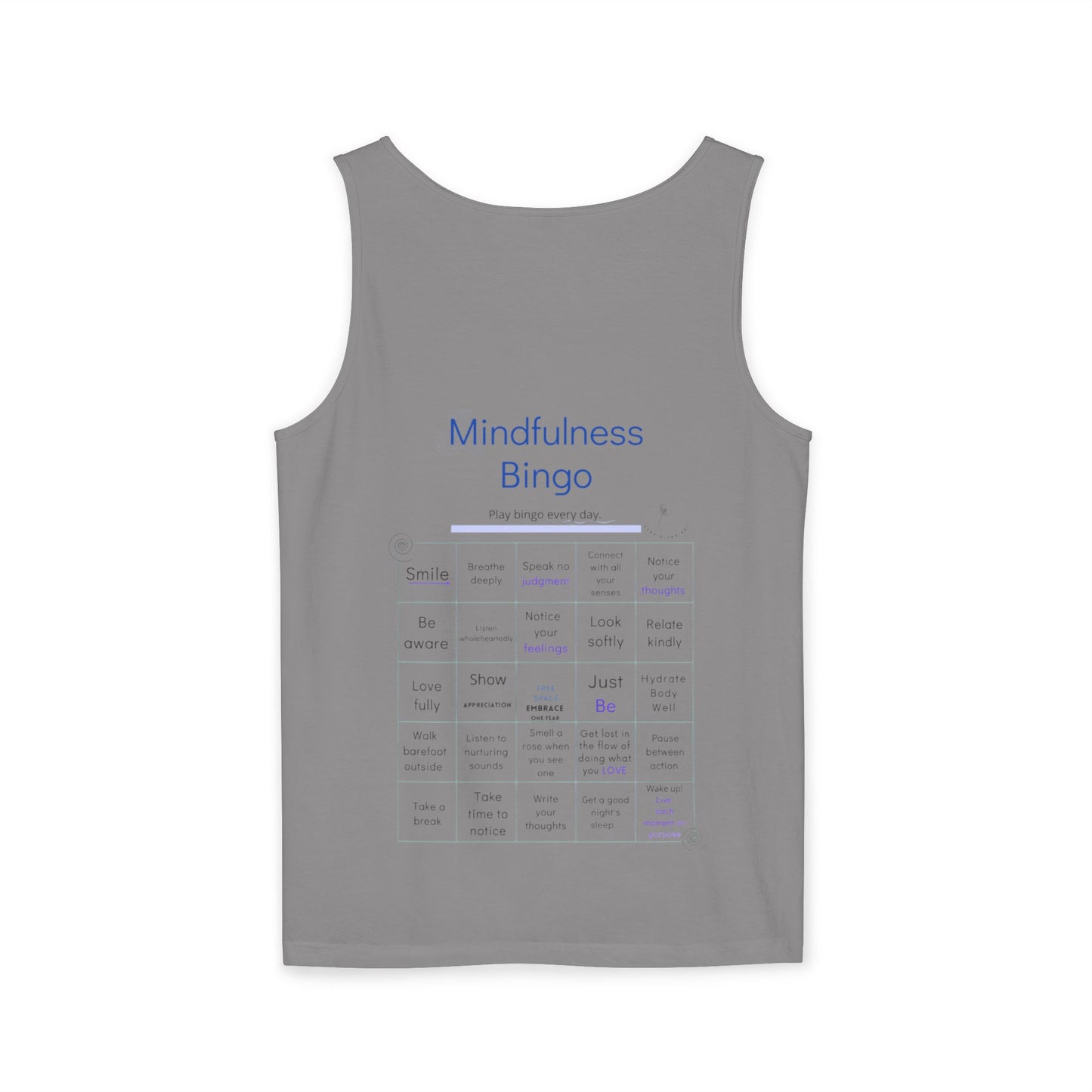 Reflection Time - Mindfulness Bingo  | Tank Top | Unisex Summer Shirt, Casual Wear, Fitness Gear, Gift for Her, Relaxation Apparel