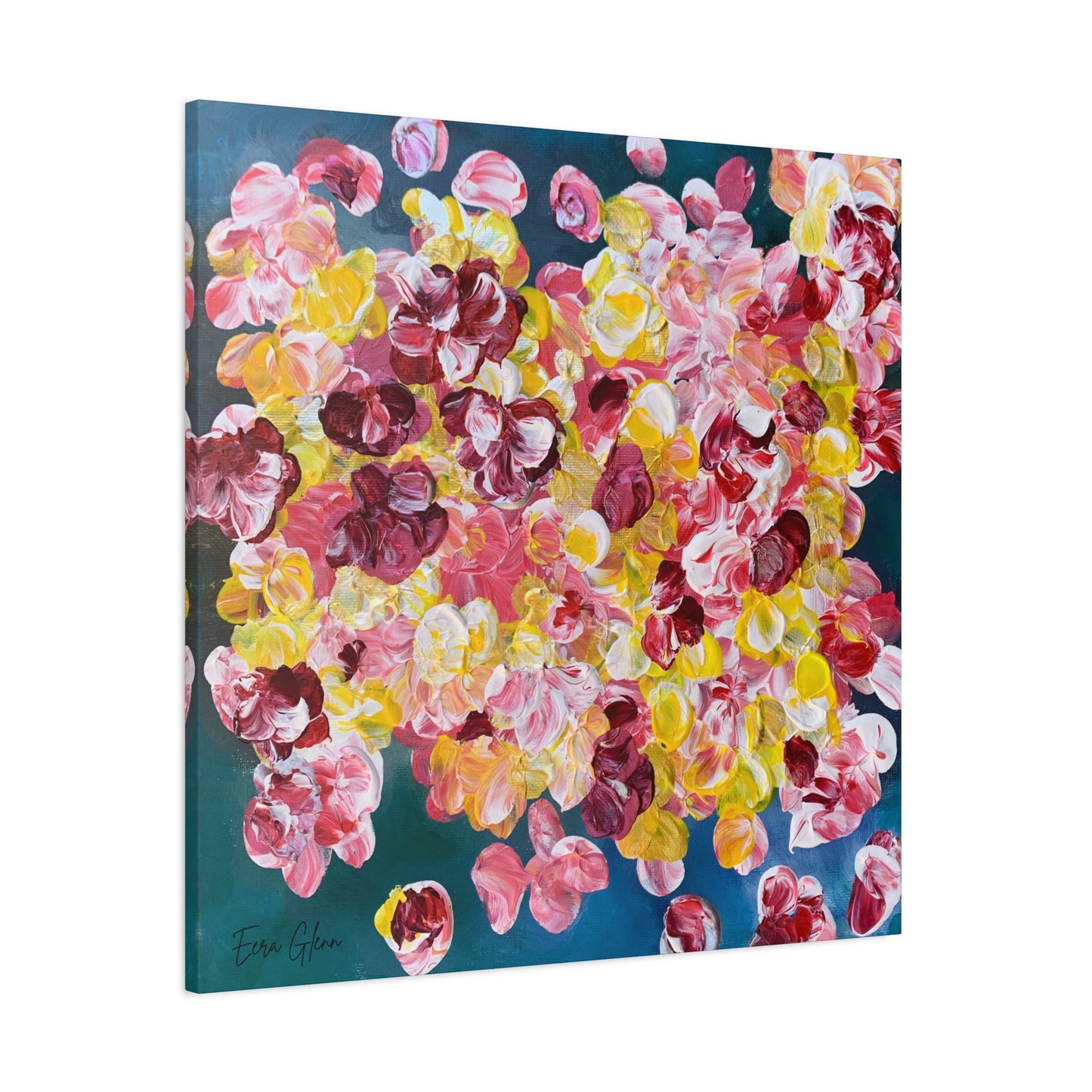 "Petals in the Water" Finger Painting - Floral Art Print Matte Canvas, Stretched, 1.25"