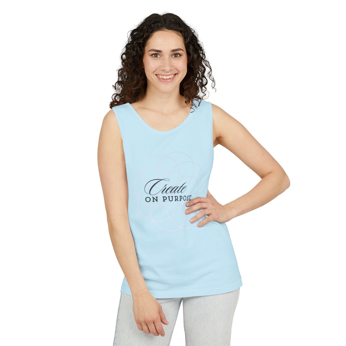 Create on Purpose  | Tank Top |  Unisex Summer Shirt, Casual Wear, Fitness Gear, Gift for Her, Relaxation Apparel