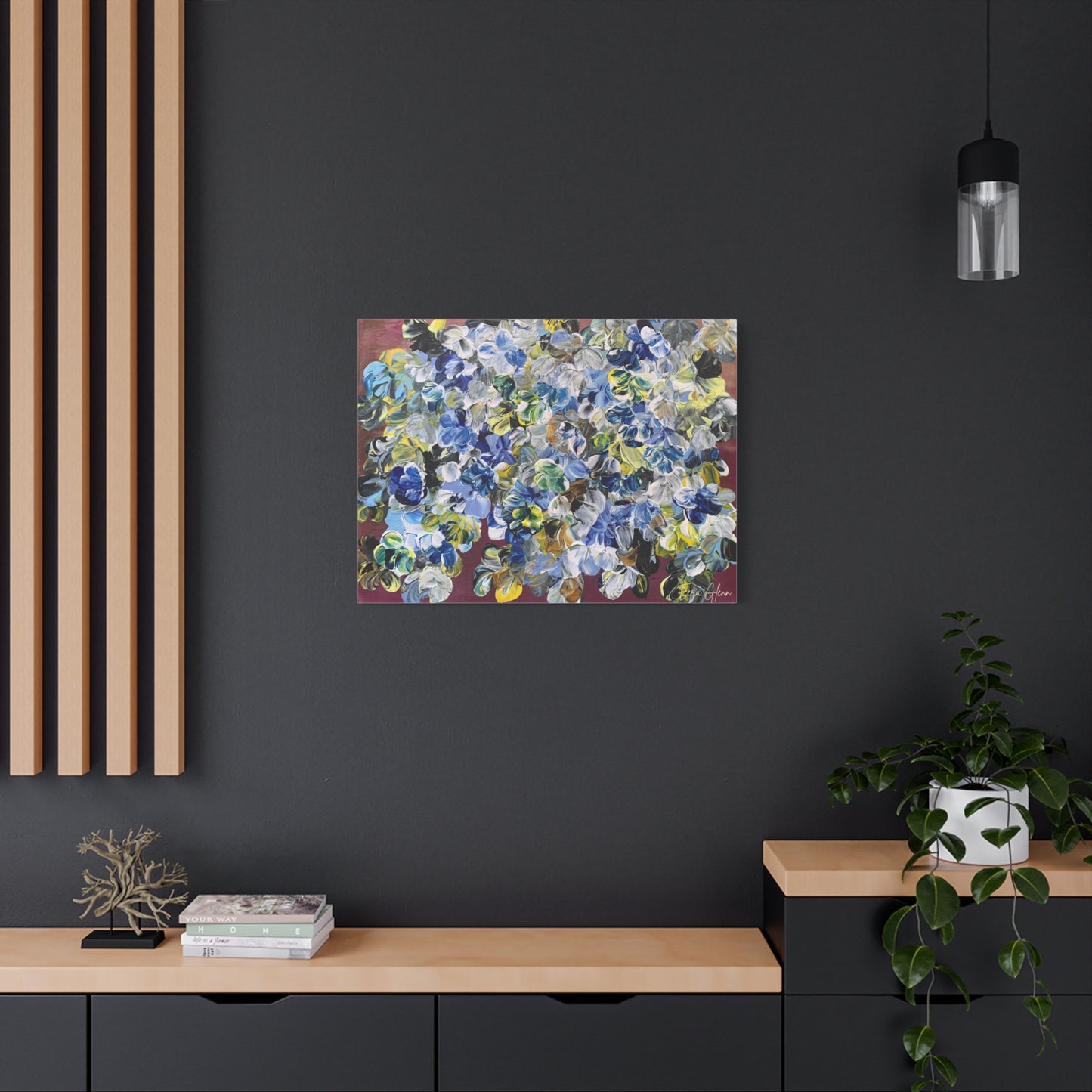"Summer Bloom" Finger Painting - Floral Art Print Matte Canvas, Stretched, 1.25"