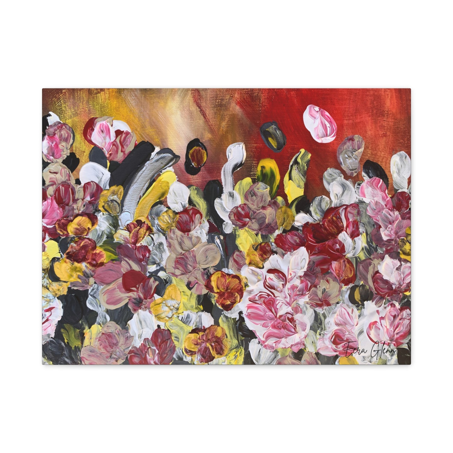 "Blossoming" Finger Painting - Floral Art Print Matte Canvas, Stretched, 1.25"
