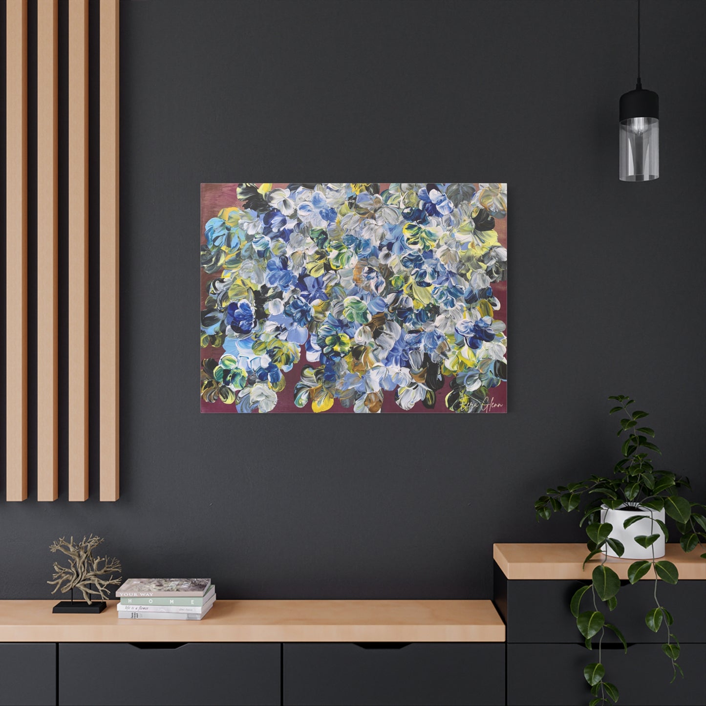"Summer Bloom" Finger Painting - Floral Art Print Matte Canvas, Stretched, 1.25"