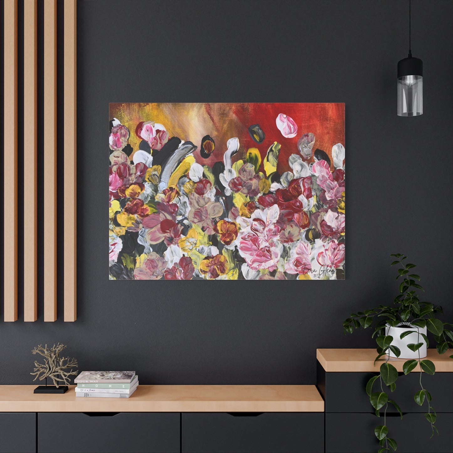 "Blossoming" Finger Painting - Floral Art Print Matte Canvas, Stretched, 1.25"