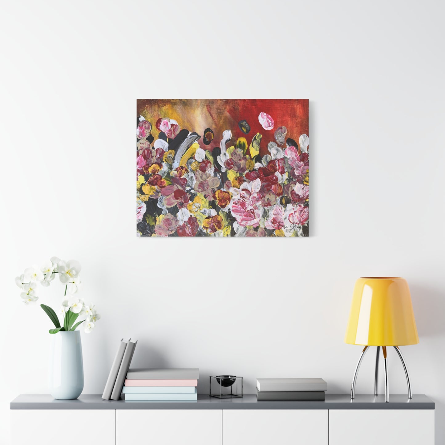 "Blossoming" Finger Painting - Floral Art Print Matte Canvas, Stretched, 1.25"
