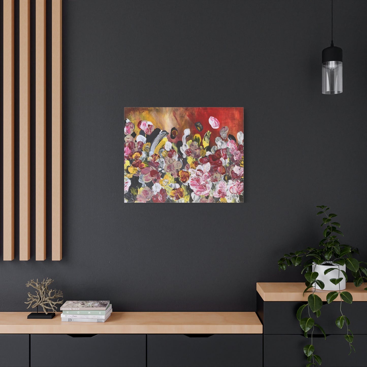 "Blossoming" Finger Painting - Floral Art Print Matte Canvas, Stretched, 1.25"
